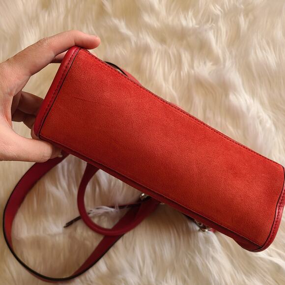 Rebecca Minkoff Micro Bedford Zip Satchel Scarlet Red Crossbody Zip Purse - Picture 7 of 8